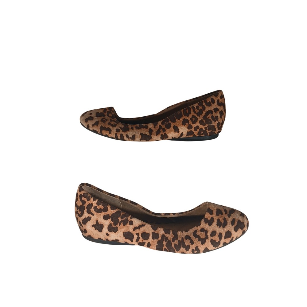 Lane Bryant Ballet Flats 8W Brown Leopard Print Wide Width Round Toe Slip On